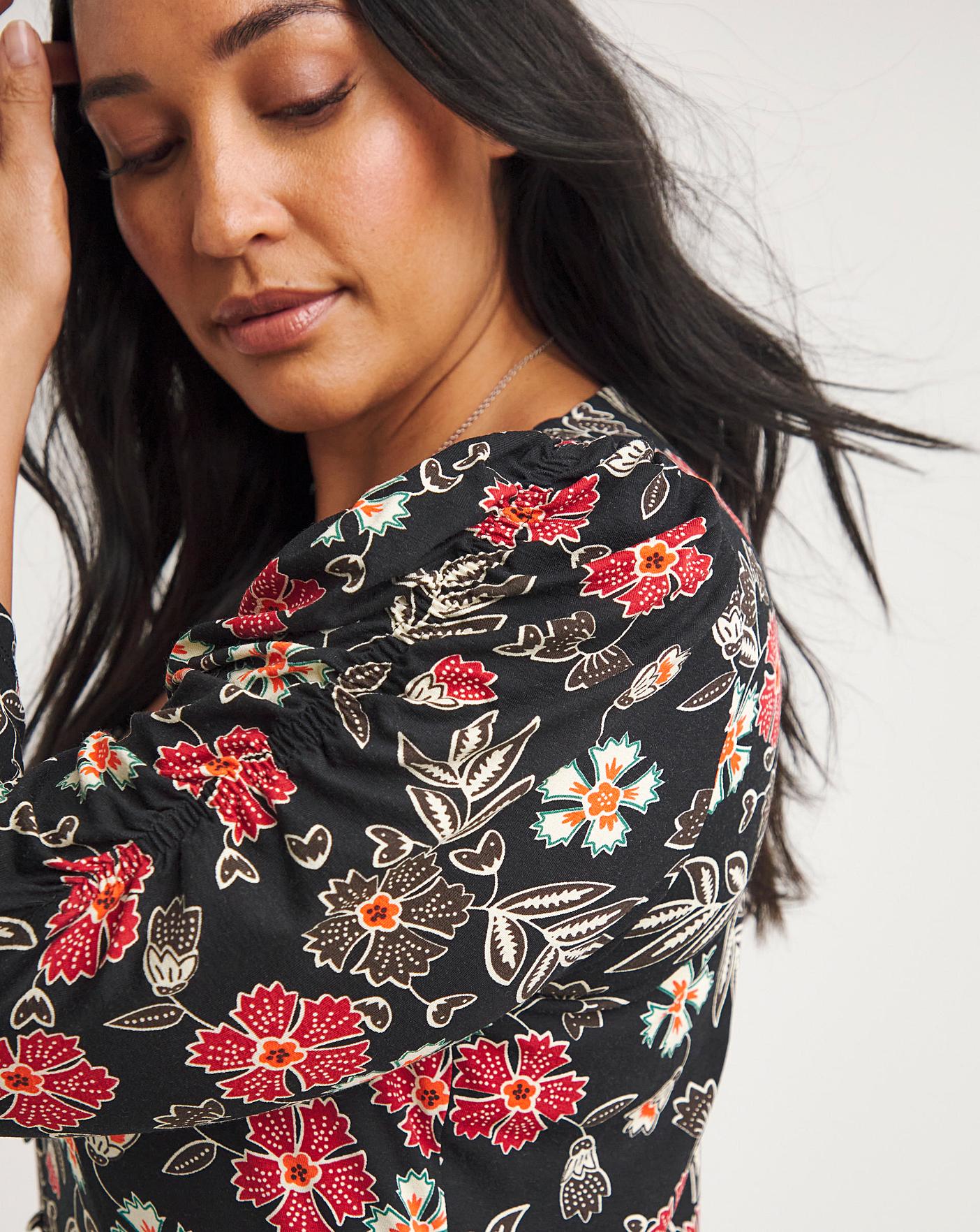 Joe Browns Floral Print Full Skirt Crinkle Maxi Dress Vestido