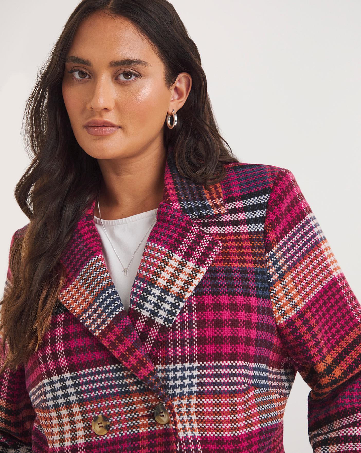 Red check coat on sale womens