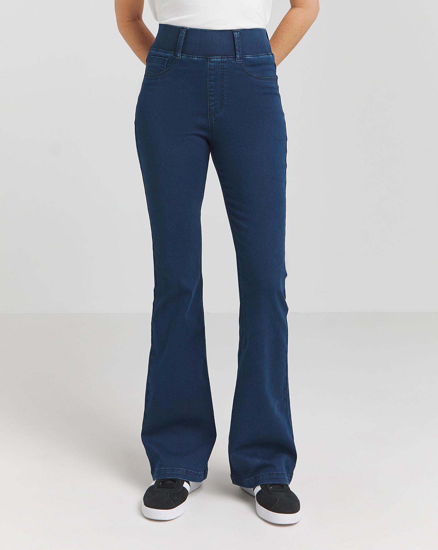 Dark Blue Flared Pull On Jegging