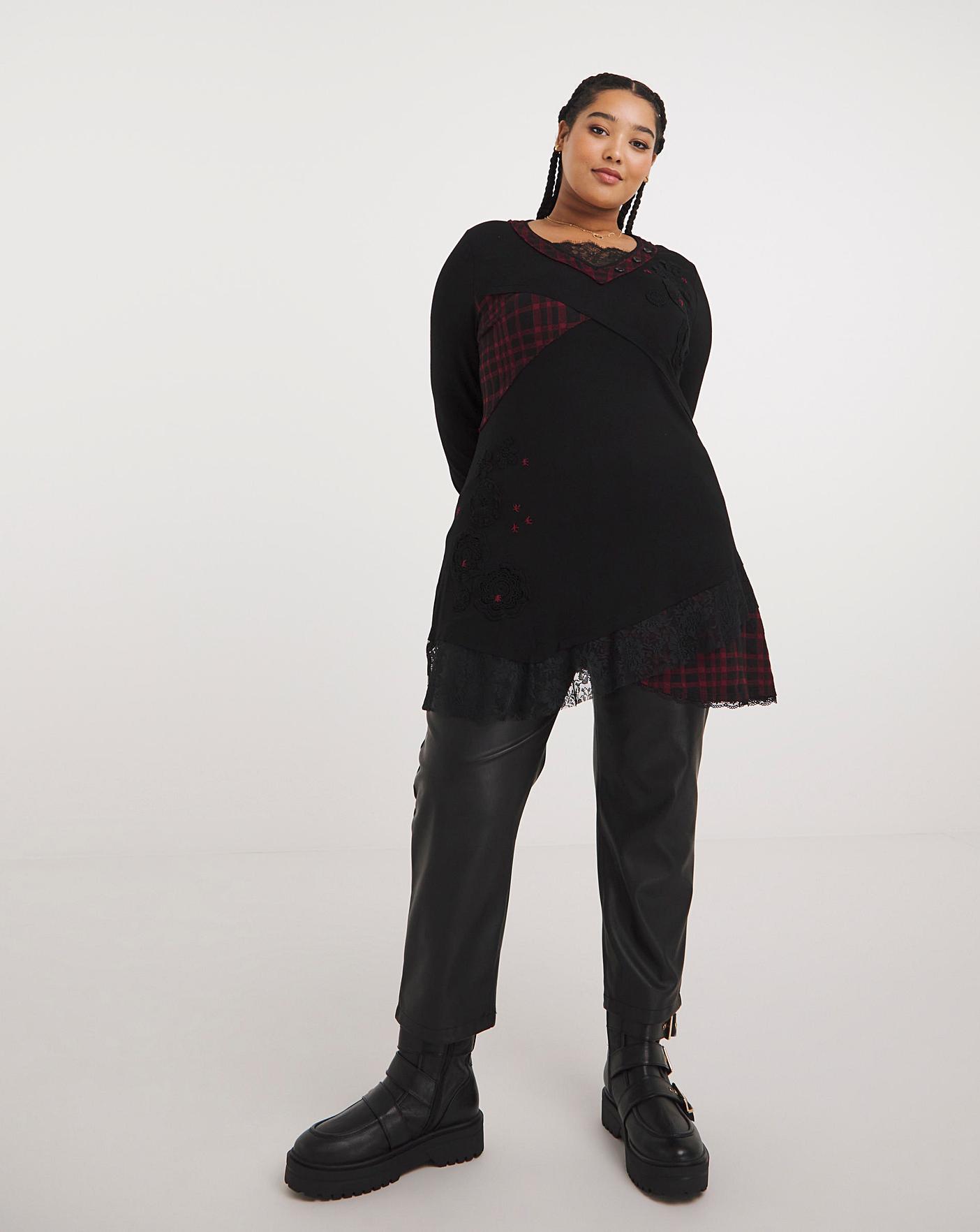 red and black check tunic