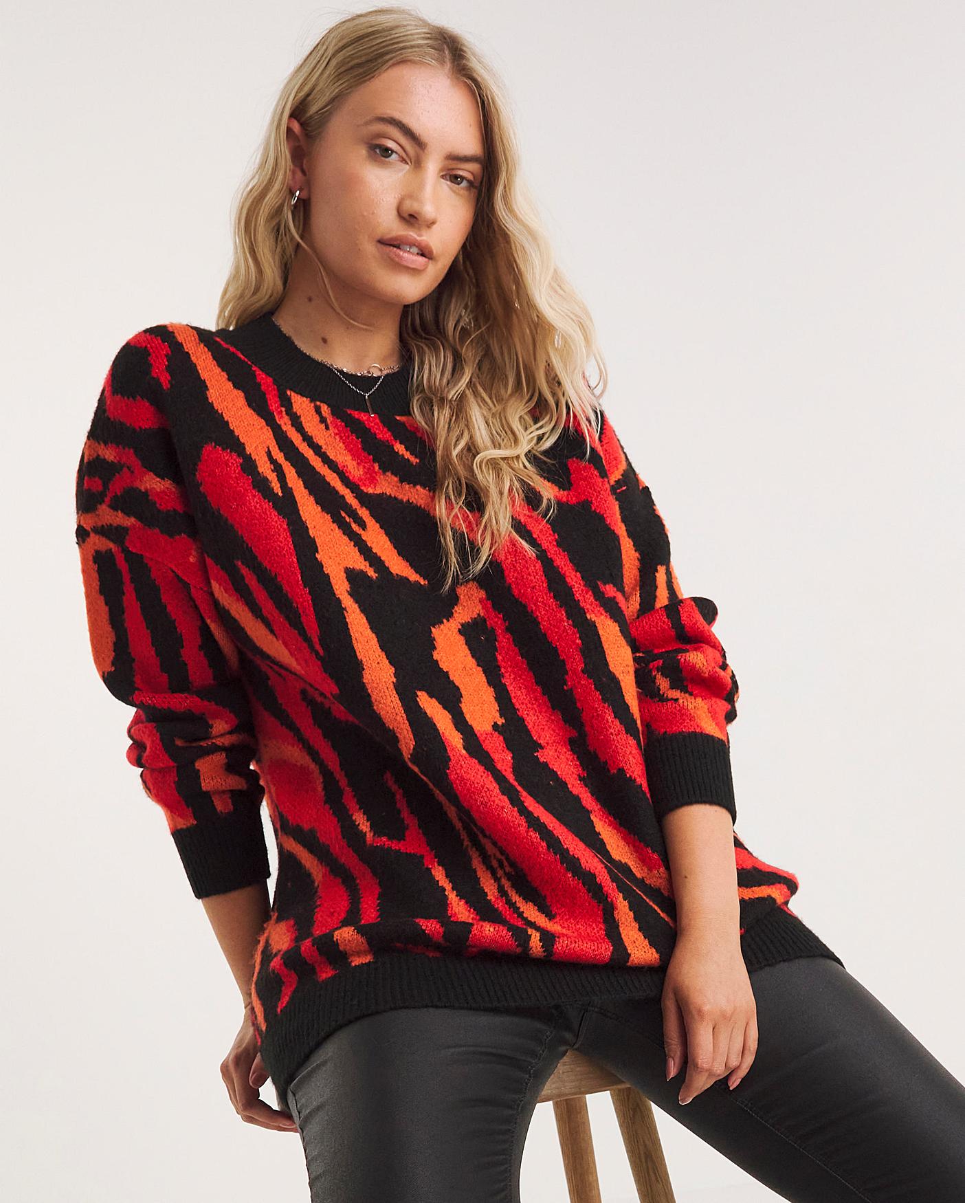 Moving zebra print funnel cheap jumper