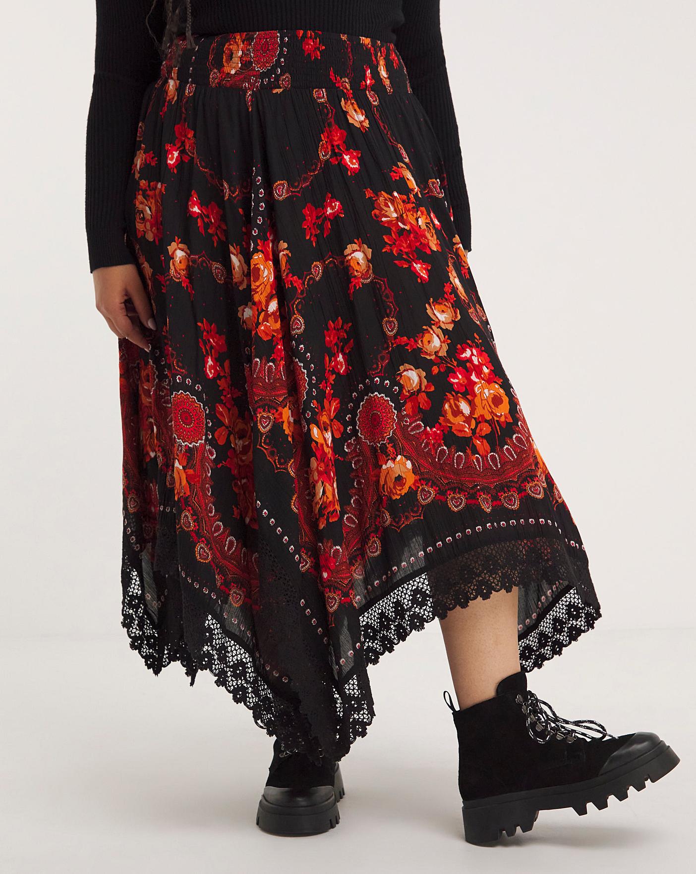 Midi black handkerchief outlet skirt