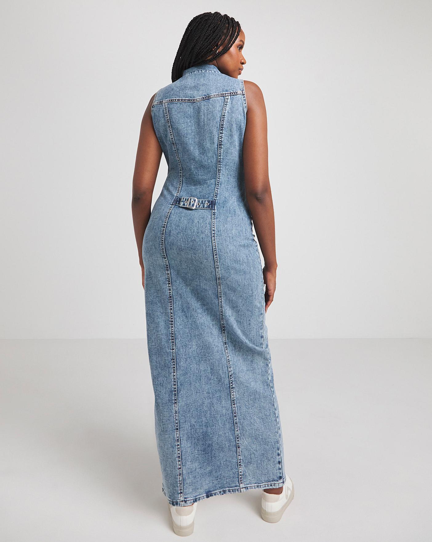 Sleeveless denim sales maxi dress