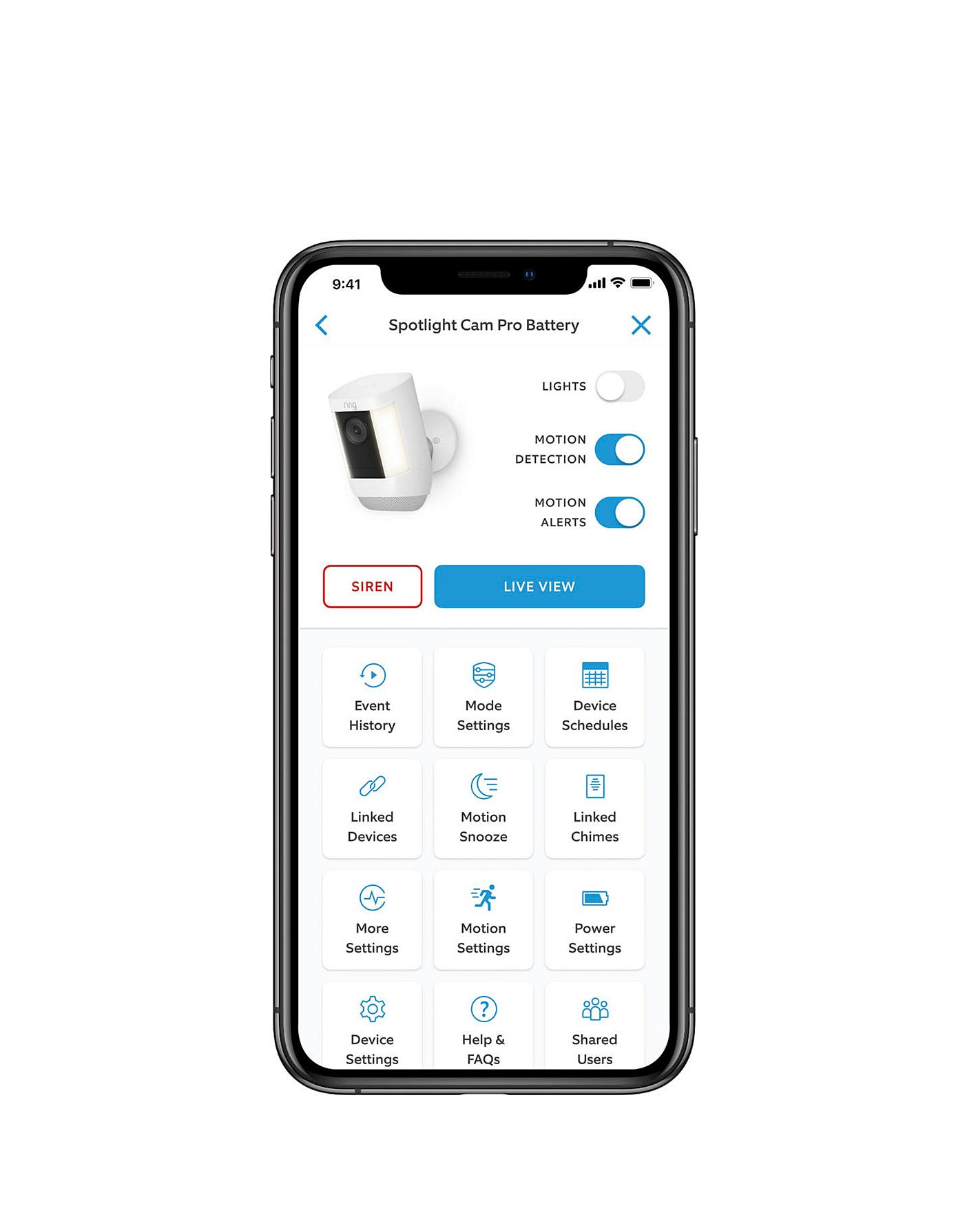 Ring spotlight cam light 2024 settings