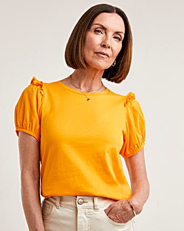 Orange Volume Sleeve Top