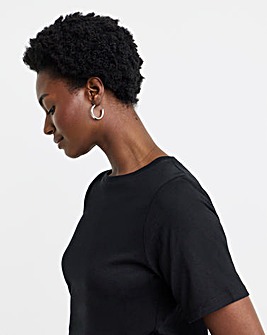 Pure Cotton Black Crew Neck Short Sleeve T-shirt