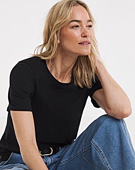 Pure Cotton Black Crew Neck Short Sleeve T-shirt