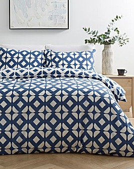 Gray & Osbourn Arran Tile Print Duvet Set Blue