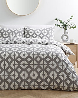 Gray & Osbourn Arran Tile Print Duvet Set Grey