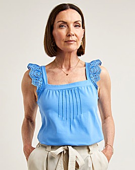 Blue Frill Sleeve Top