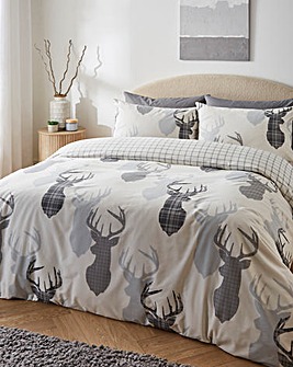 Hirsch Stags Reversible Grey Duvet Cover Set