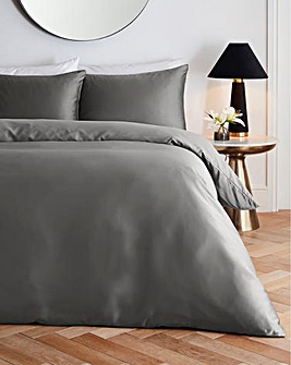 Faux Silk Matte Satin Charcoal Duvet Set