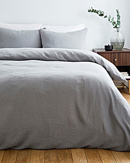 Cotton Crinkle Muslin Grey Duvet Set