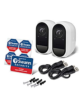 Swann Wireless & Wirefree Battery Camera With Facial Recognition - 2 pack