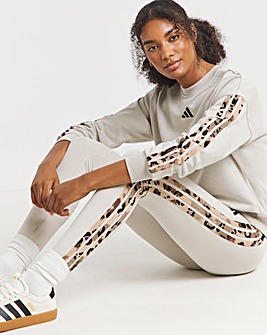 Adidas 3 Stripe Leopard Print Legging