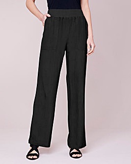 Julipa Ribbed Waist Linen Mix Trouser 27"