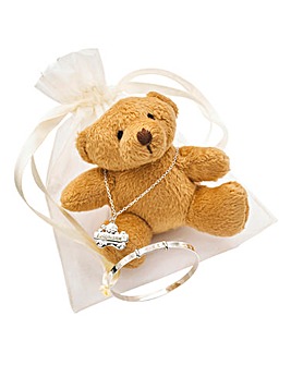 Personalised Mini Teddy Bear Gift Set With Extender Bracelet & Pendant