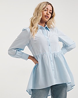 Powder Blue Dipped Back Cotton Shirt