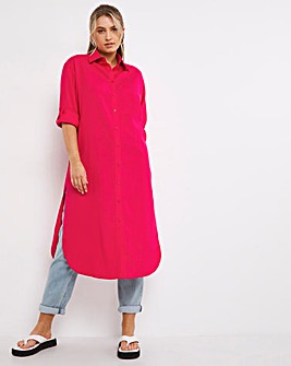 Hot Pink Maxi Linen Shirt