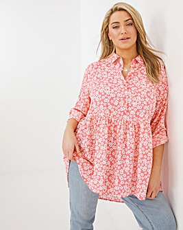 Pink Floral Dipped Back Tunic Shirt