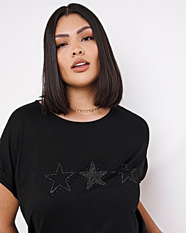 Star Metallic Stud Short Sleeve T-shirt
