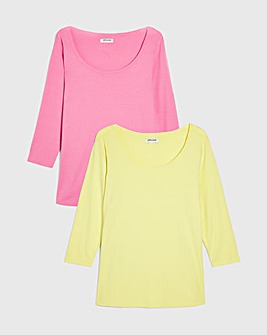 2 Pack Scoop Neck Cotton T Shirts