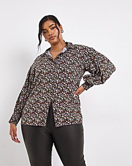 Multi Floral Long Sleeve Dipped Back Shirt