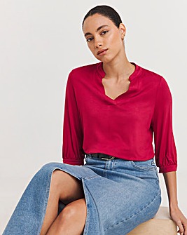 Crimson Jersey V-Neckline Long Sleeve Shirt