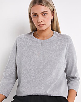 Grey Marl Cotton Short Sleeve Stud Shoulder Tunic