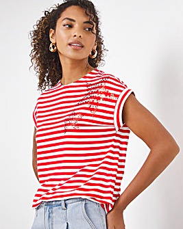 Star Foil Print Striped T-shirt