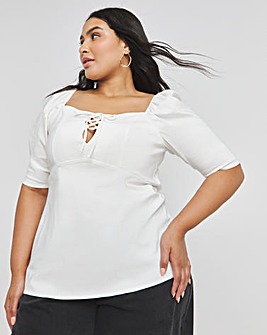 Ivory Corset Tie Up Bengaline Superstretch Top