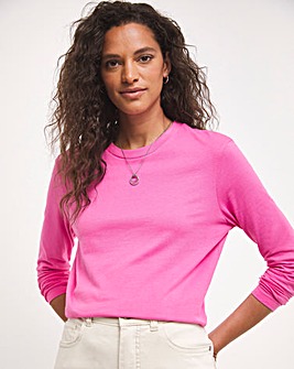Pink Basic Long Sleeve Crew Neck Regular Fit T-Shirt