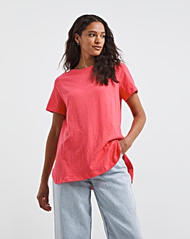 Raspberry Cotton Slub Short Sleeve Tunic