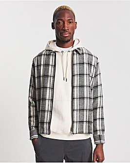 Grey Zip Check Overshirt