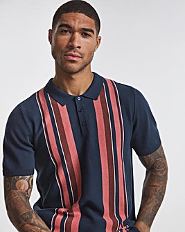 Short Sleeve Stripe Knitted Polo