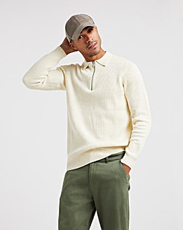 Stone Fisherman Zip Knitted Polo