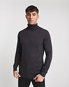 Charcoal Cotton Roll Neck