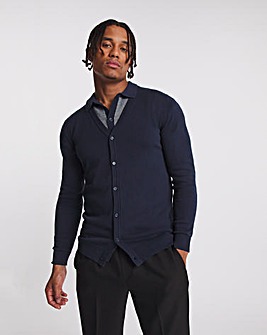 Navy Cotton Knitted Cardigan