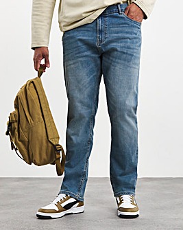 Light Stonewash Straight Fit Stretch Jeans