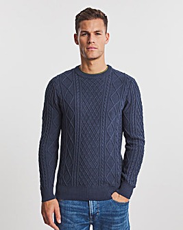 Navy Cable Knit Crew Neck Jumper