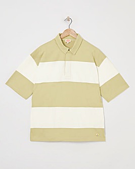 Armor Lux Striped Pale Olive Rugby Polo - Pale Olive