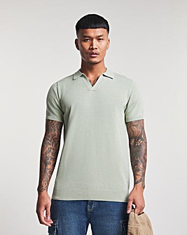 Open Neck Knitted Short Sleeve Polo