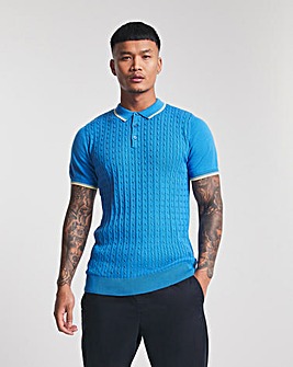 Cable Knitted Tipped Polo