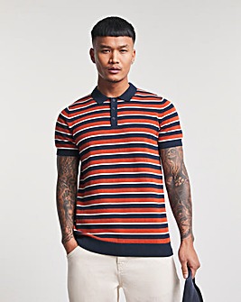 End On End Stripe Knitted Polo