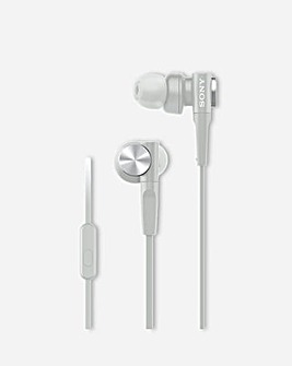 Sony MDR-XB55AP In-Ear Extra Bass Headphones with mic for phone calls - White