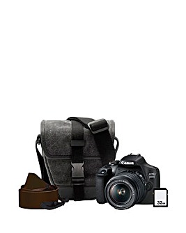 Canon EOS 2000D Camera Kit inc 18-55mm IS Lens, 32GB Lens, DSLR Bag & Neck Strap