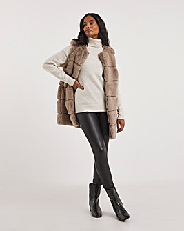 Taupe Stepped Faux Fur Gilet