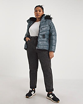 Blue Grey Luxe Short Padded Coat