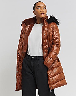 Rust Luxe Longline Padded Coat