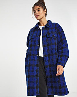 Longline Checked Shacket with Padded Inner